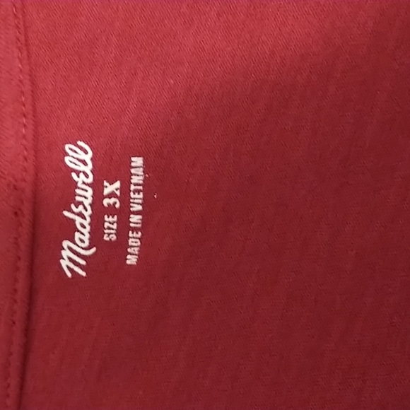 Madewell  3X Deep Carmine Red V Neck Short Sleeve Tee-Shirt- crop style - Picture 8 of 13